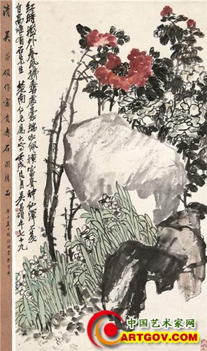 吴昌硕 1922年作 富贵神仙图 1,097.60万元 北京荣宝